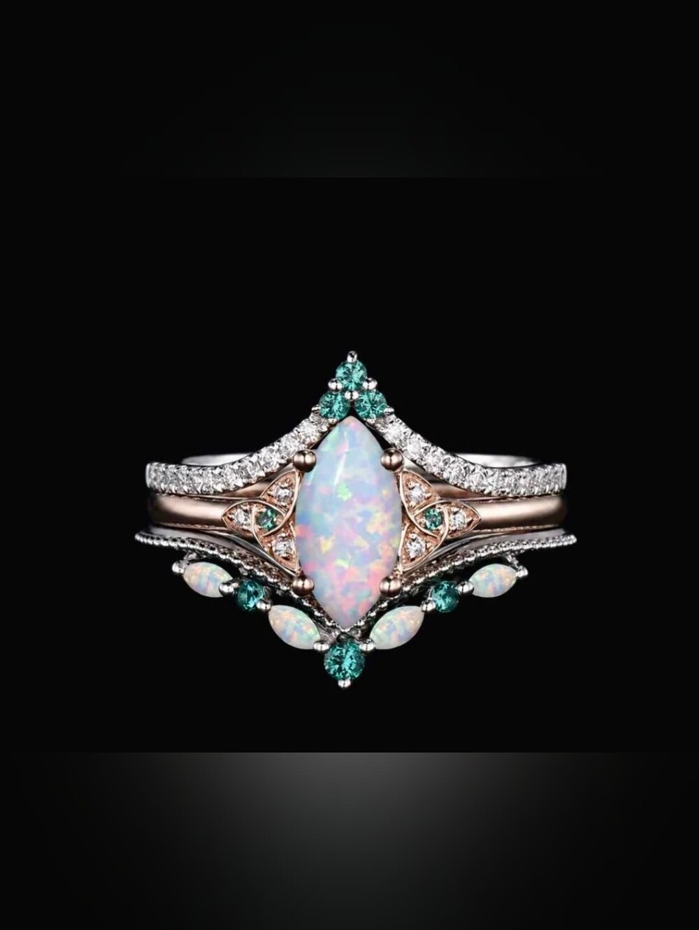 $8 Each Or Bundle 5/$20 Marquise Opal and Emerald 3Rings in Rose Gold and Silver